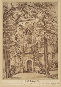 37207 Gezicht op de noordoostelijke ingang van de Janskerk aan het Janskerkhof te Utrecht uit het ...